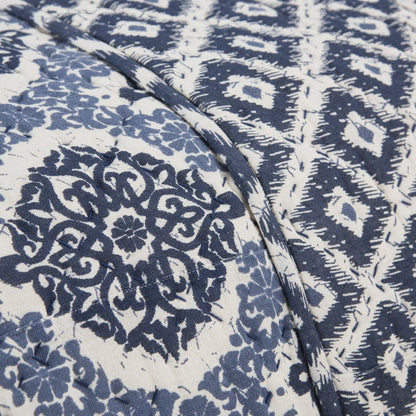 Blue And Ivory Damask Queen Quilt HomeRoots