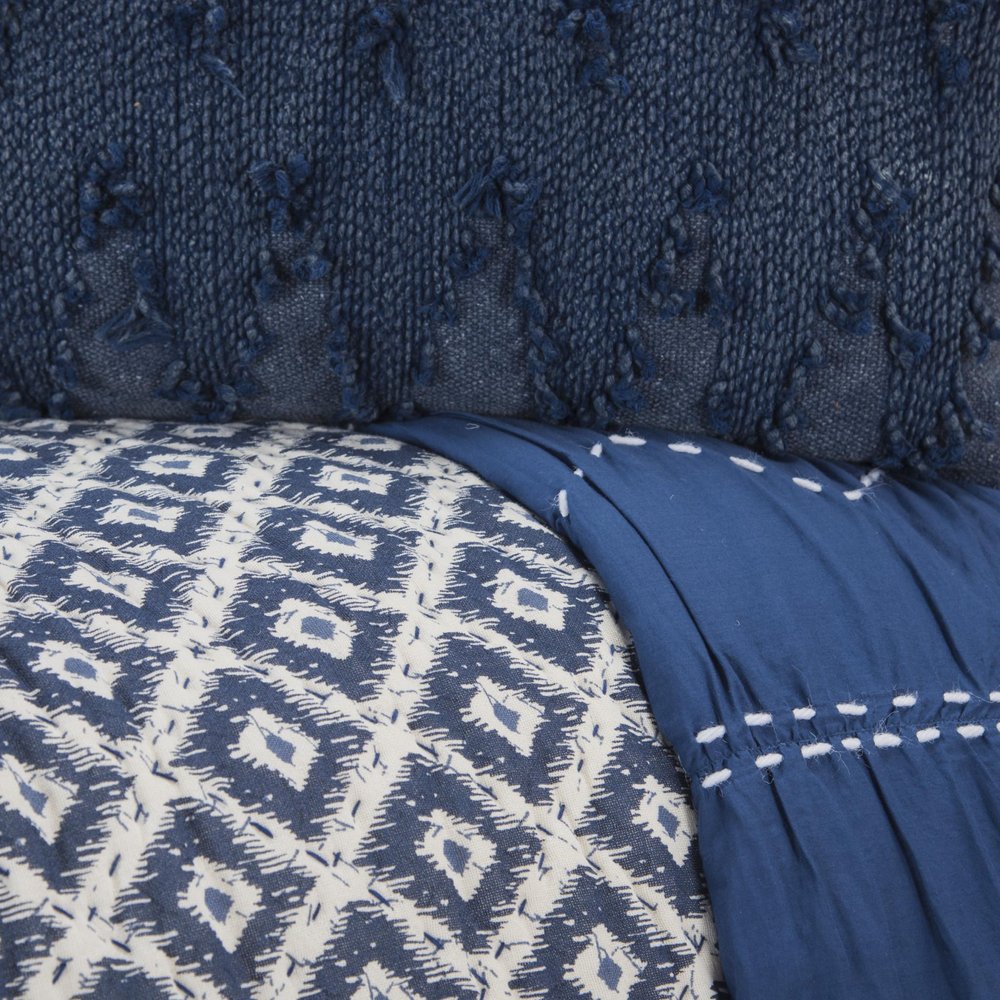 Blue And Ivory Damask Queen Quilt HomeRoots