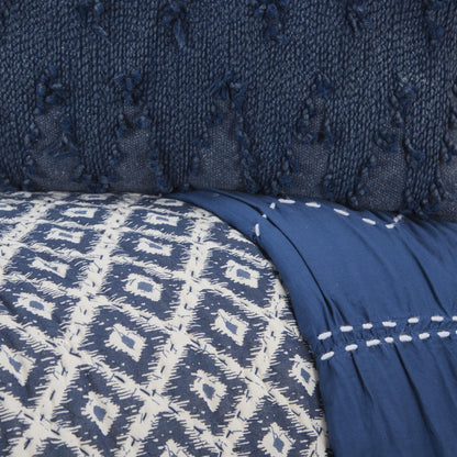 Blue And Ivory Damask Queen Quilt HomeRoots