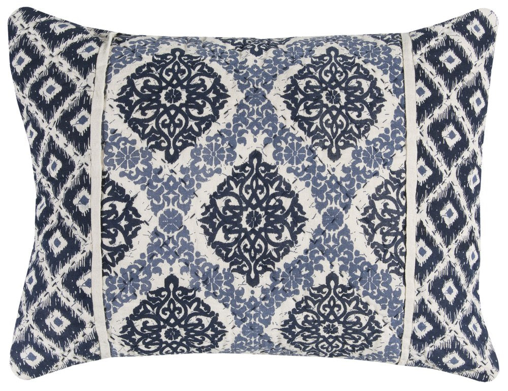 Blue And Ivory Damask Queen Quilt HomeRoots