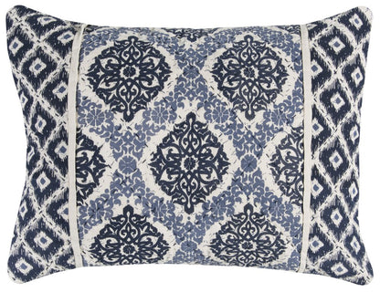 Blue And Ivory Damask Queen Quilt HomeRoots