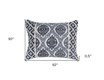 Blue And Ivory Damask Queen Quilt HomeRoots