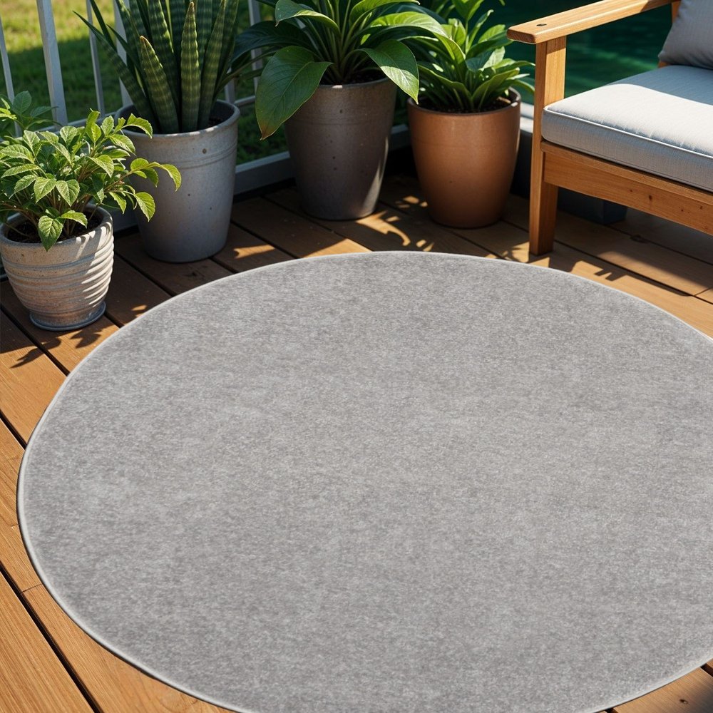 4' Gray Round Indoor Outdoor Area Rug HomeRoots