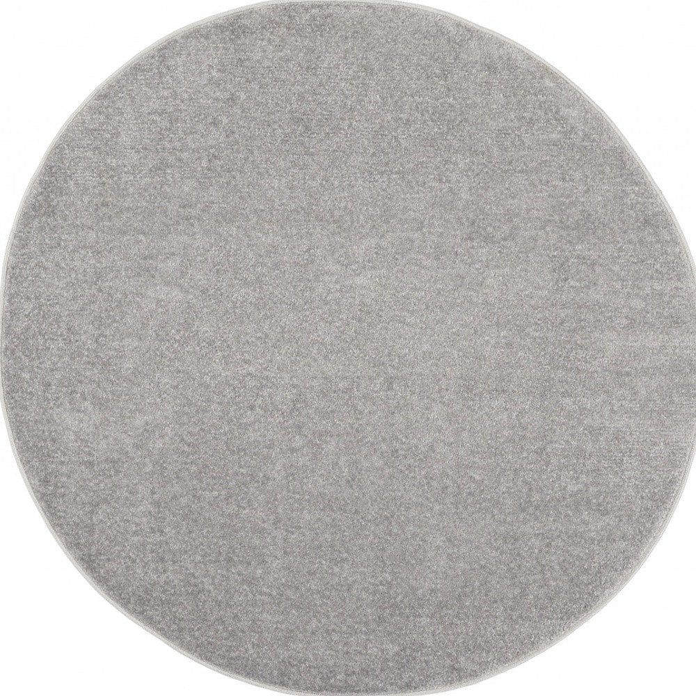 4' Gray Round Indoor Outdoor Area Rug — view 3
