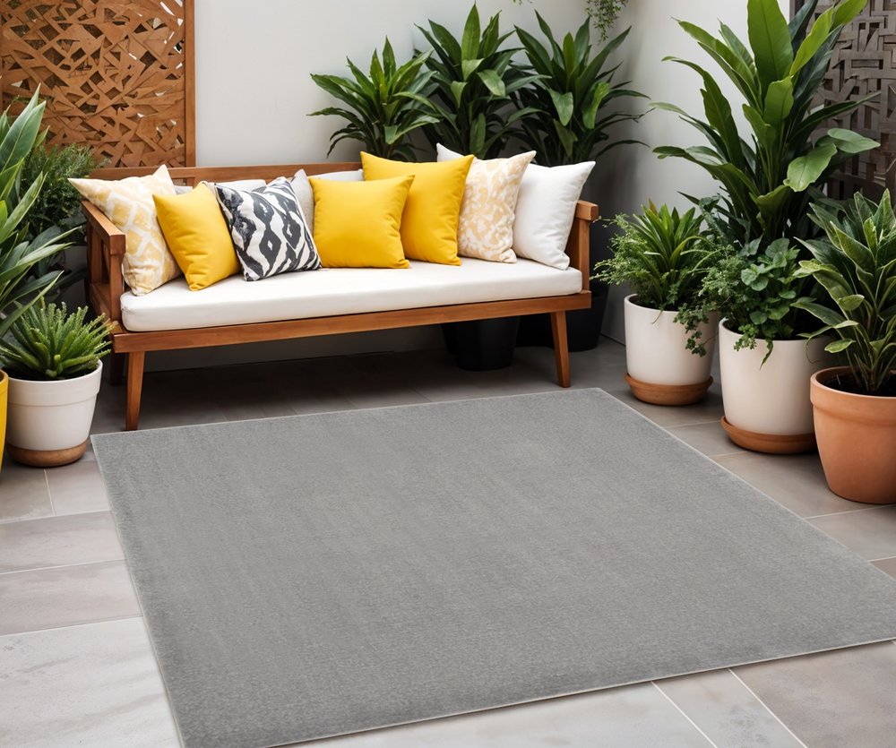 5' X 5' Gray Square Indoor Outdoor Area Rug — view 1