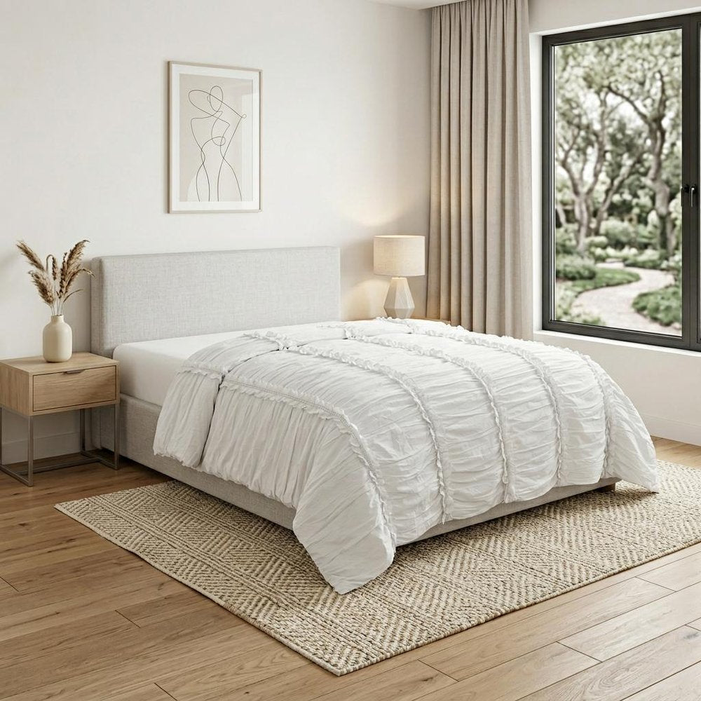 86" X 70" White Striped Cotton Quilt — view 6