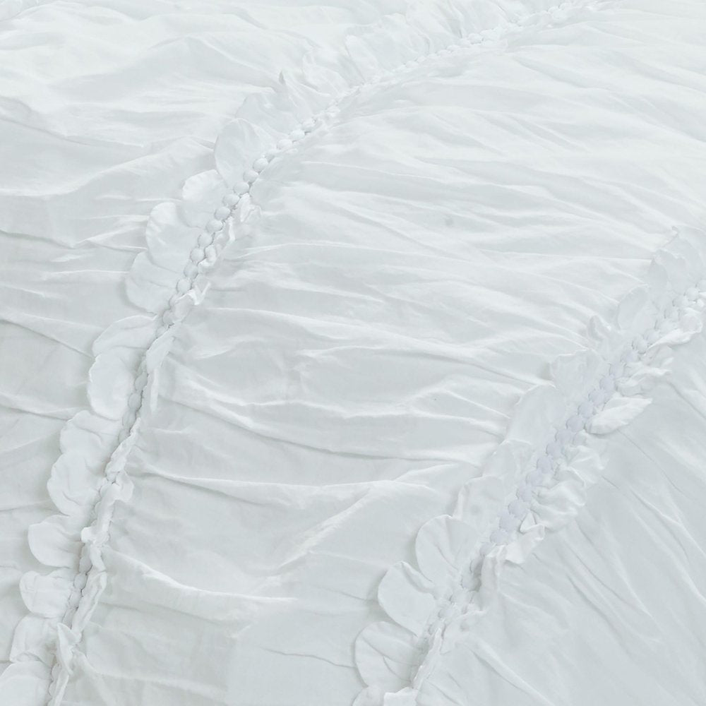 86" X 70" White Striped Cotton Quilt — view 1