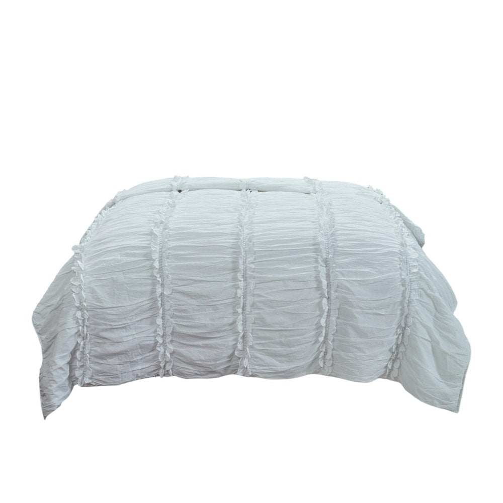 86" X 70" White Striped Cotton Quilt — view 2