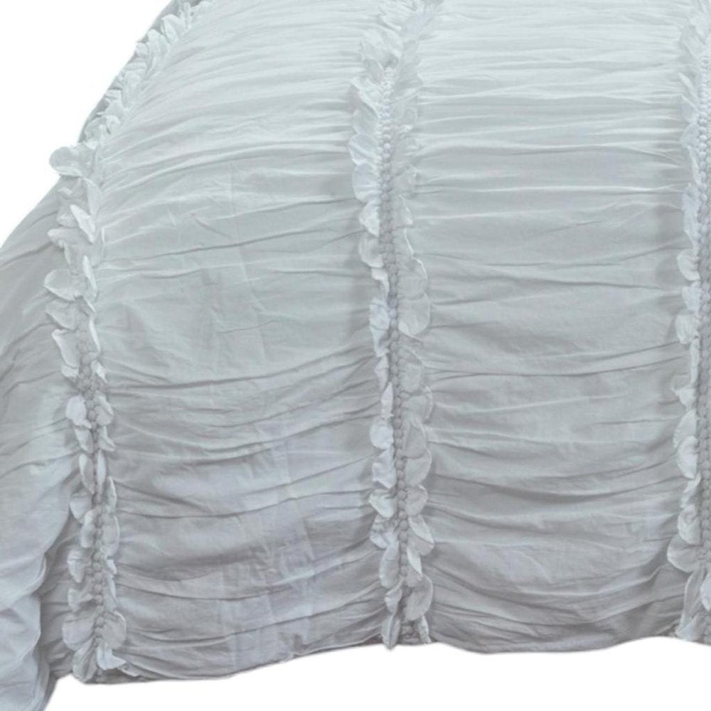 86" X 70" White Striped Cotton Quilt — view 3