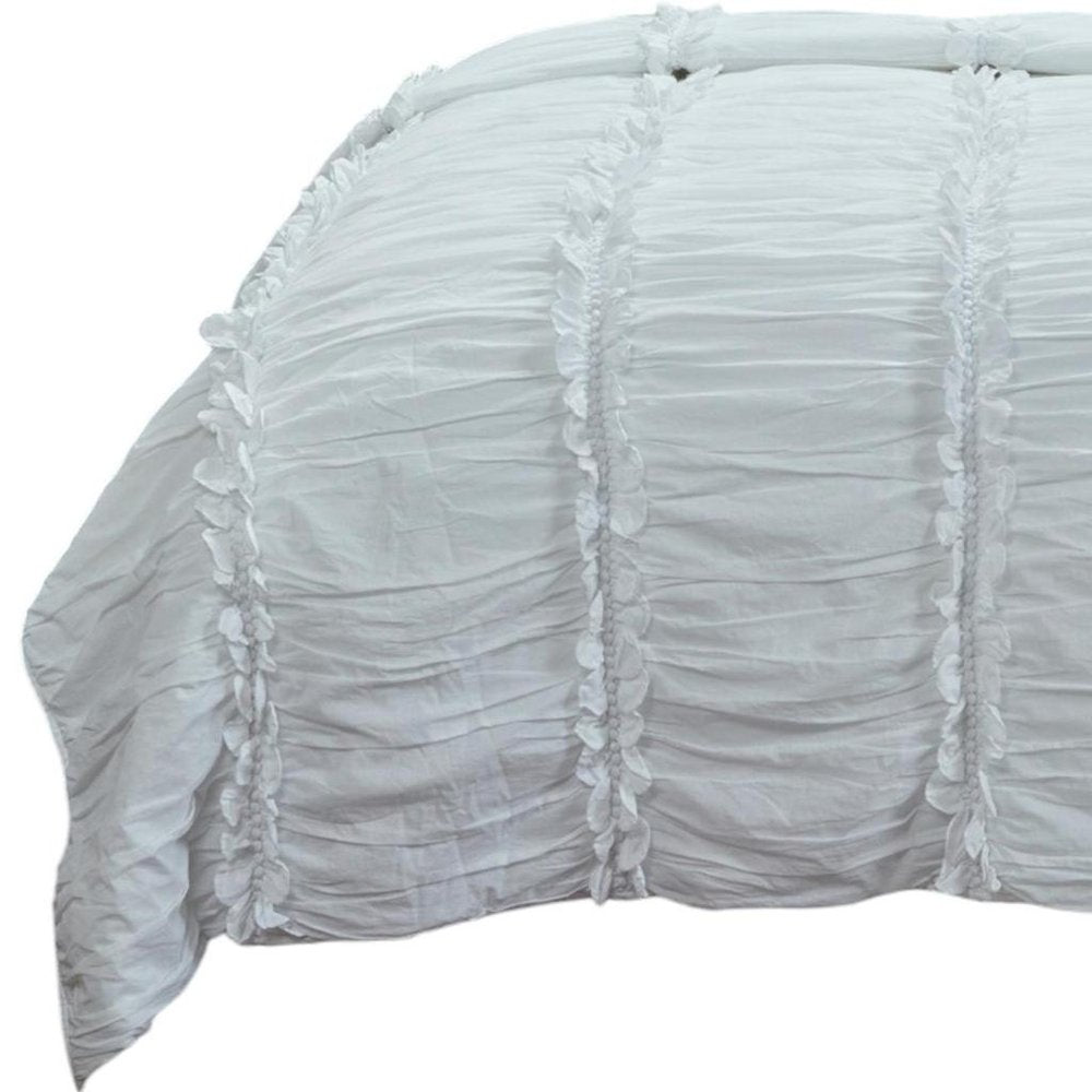 86" X 70" White Striped Cotton Quilt — view 4