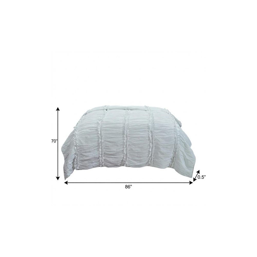 86" X 70" White Striped Cotton Quilt — view 5