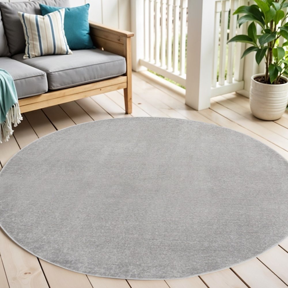 6' X 6' Gray Round Indoor Outdoor Area Rug — view 11