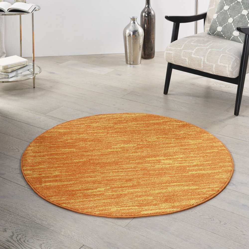 4' Orange Round Indoor Outdoor Area Rug HomeRoots