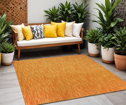 5' X 5' Orange Square Indoor Outdoor Area Rug