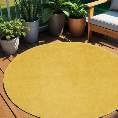 4' Yellow Round Indoor Outdoor Area Rug HomeRoots