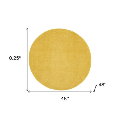 4' Yellow Round Indoor Outdoor Area Rug HomeRoots