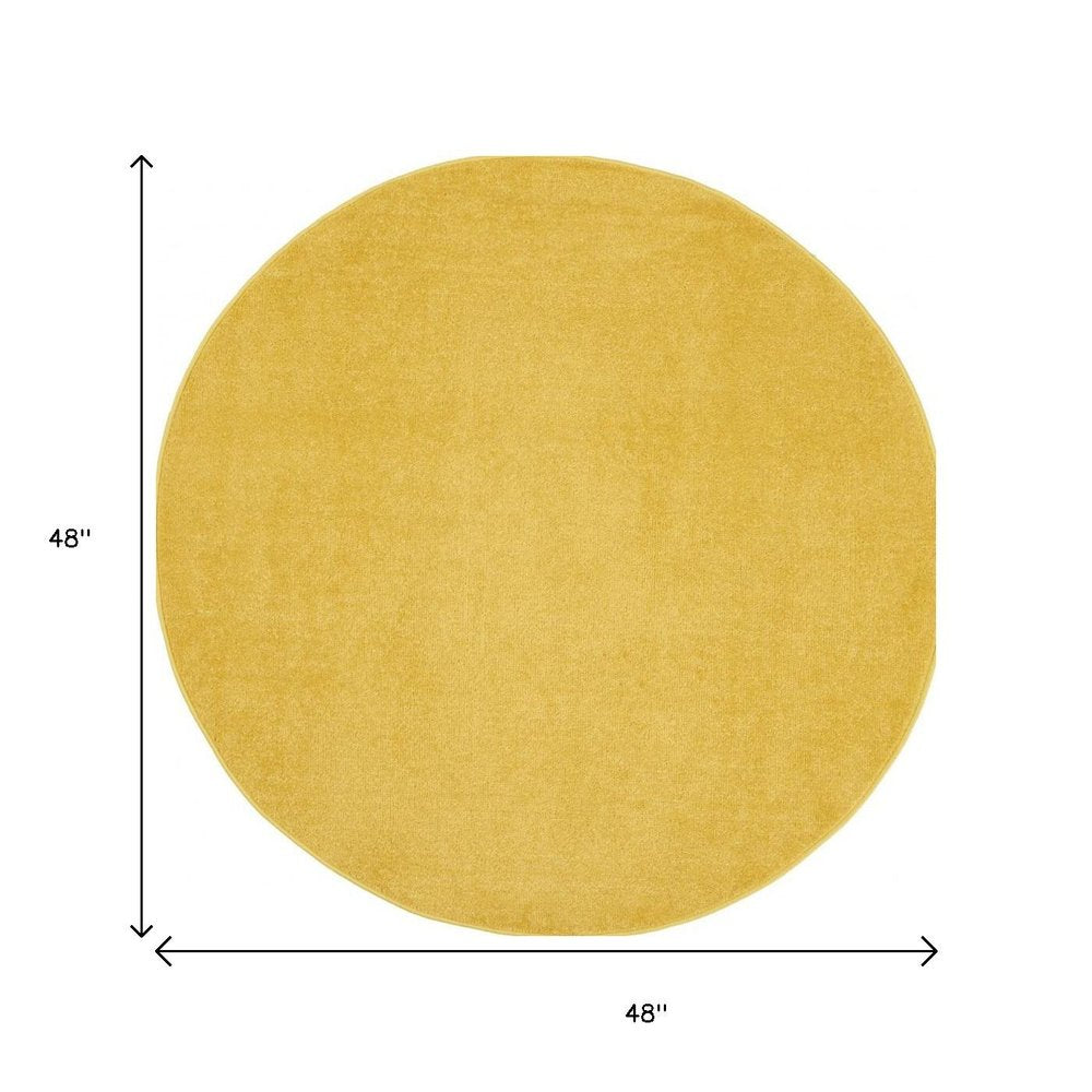4' Yellow Round Indoor Outdoor Area Rug HomeRoots