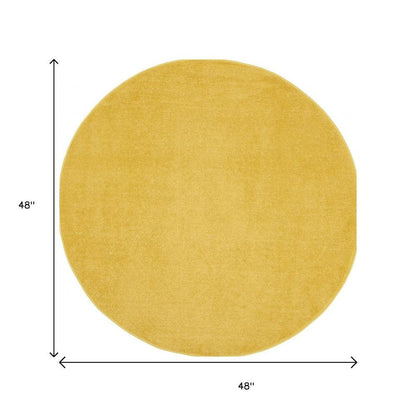 4' Yellow Round Indoor Outdoor Area Rug HomeRoots