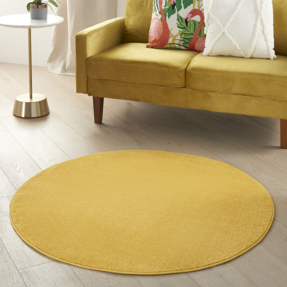 4' Yellow Round Indoor Outdoor Area Rug HomeRoots