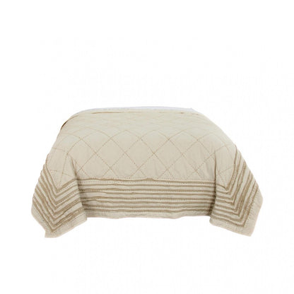 Ivory Geometric Queen Quilt HomeRoots