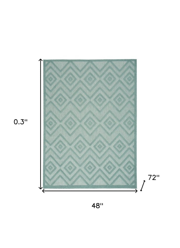 4' X 6' Aqua Indoor Outdoor Area Rug — view 1