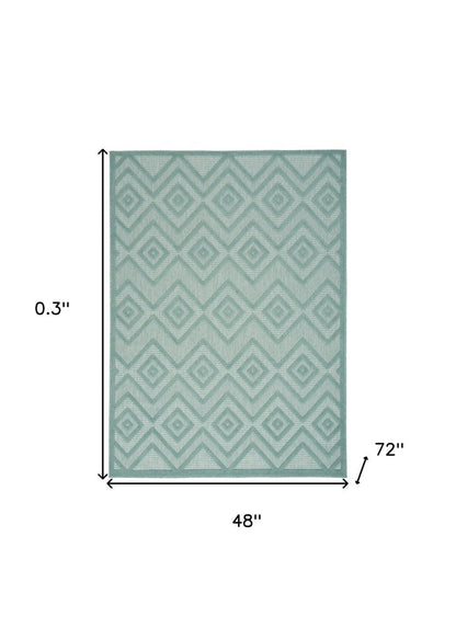 4' X 6' Aqua Indoor Outdoor Area Rug HomeRoots