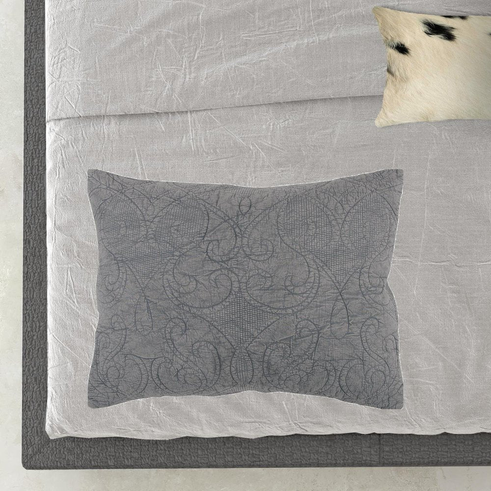Gray Damask King Quilt HomeRoots