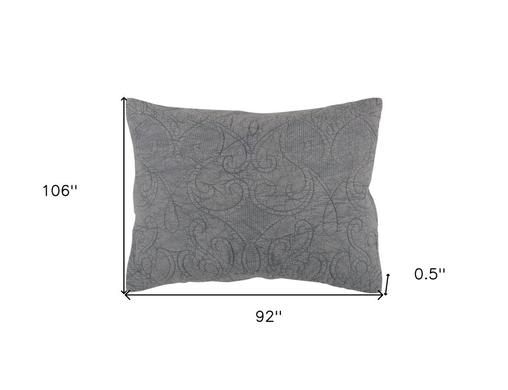 Gray Damask King Quilt HomeRoots