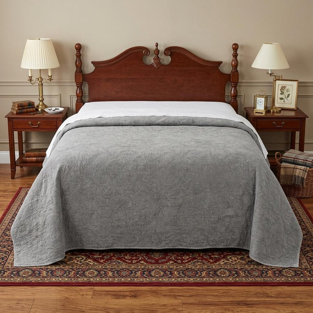 Gray Damask King Quilt HomeRoots