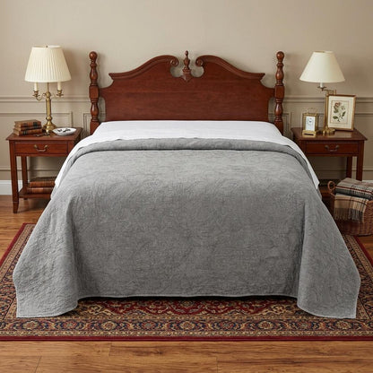 Gray Damask King Quilt HomeRoots