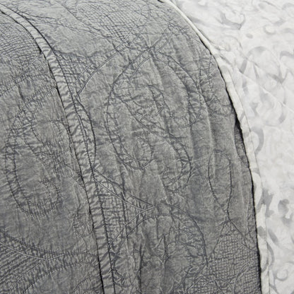 Gray Damask King Quilt HomeRoots