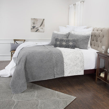 Gray Damask King Quilt HomeRoots