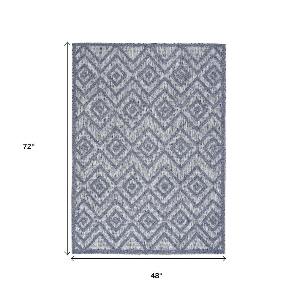 4' X 6' Denim Blue Indoor Outdoor Area Rug — view 1
