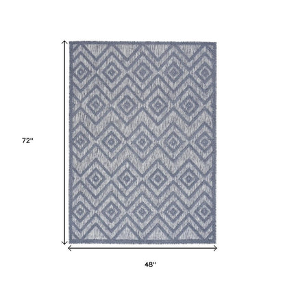 4' X 6' Denim Blue Indoor Outdoor Area Rug