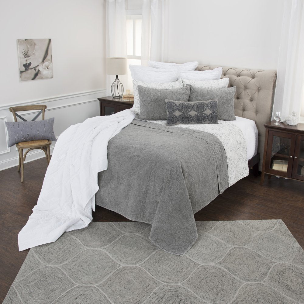 Gray Damask Queen Quilt HomeRoots
