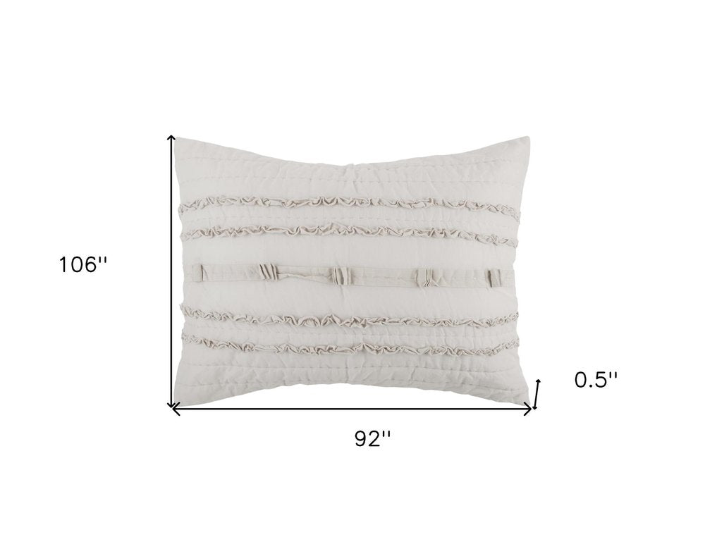 92" X 106" Natural Striped Cotton Quilt — view 4