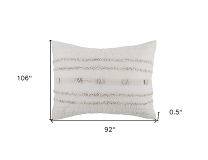92" X 106" Natural Striped Cotton Quilt