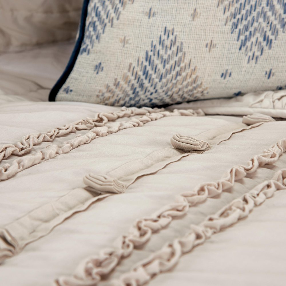 92" X 106" Natural Striped Cotton Quilt — view 2