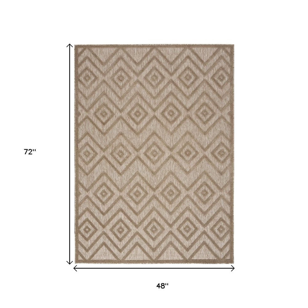 4' X 6' Beige Indoor Outdoor Area Rug HomeRoots
