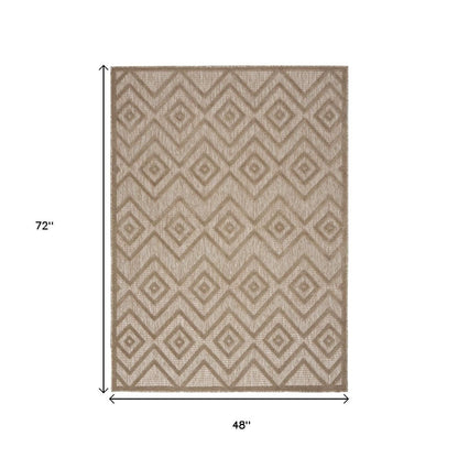 4' X 6' Beige Indoor Outdoor Area Rug HomeRoots