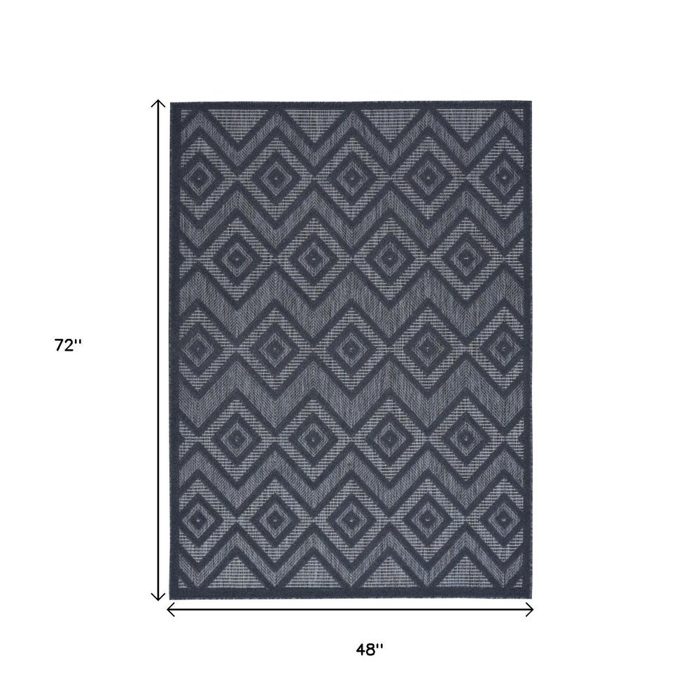 4' X 6' Blue Indoor Outdoor Area Rug — view 2