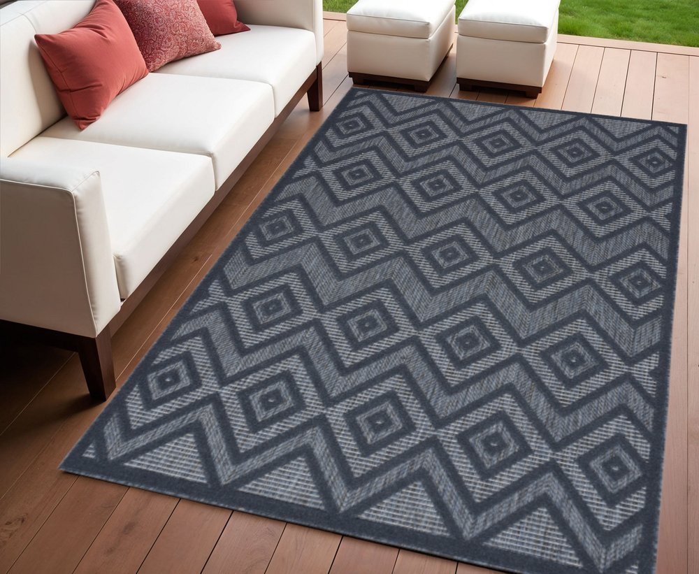 4' X 6' Blue Indoor Outdoor Area Rug HomeRoots
