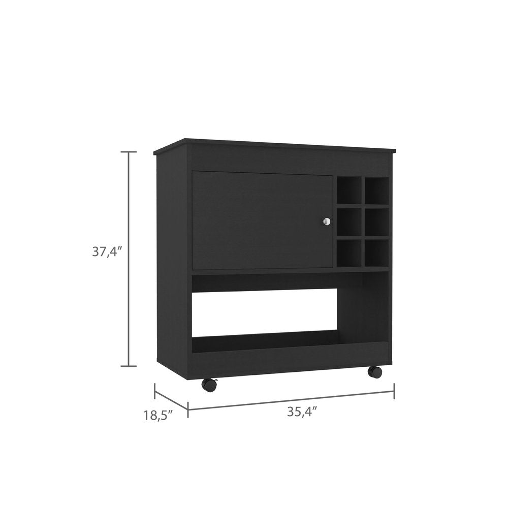 Black Rolling Bar Cart With Wine Storage HomeRoots