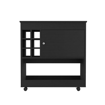 Black Rolling Bar Cart With Wine Storage HomeRoots