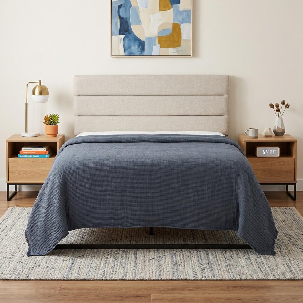 Indigo Checkered King Quilt HomeRoots