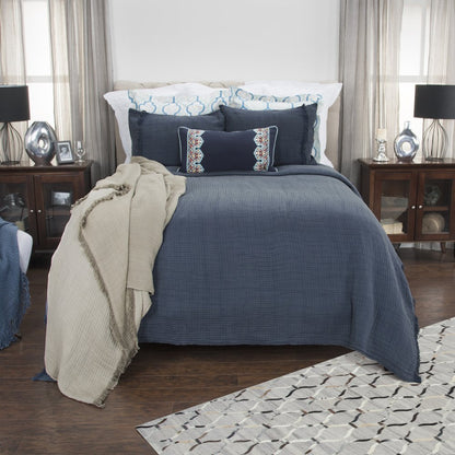 Indigo Checkered King Quilt HomeRoots