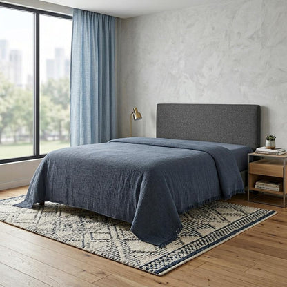 Indigo Checkered Queen Quilt HomeRoots