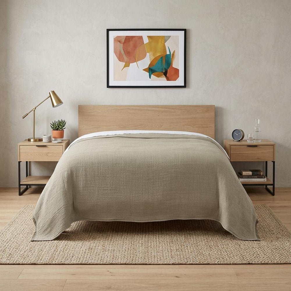 Natural Checkered King Quilt
