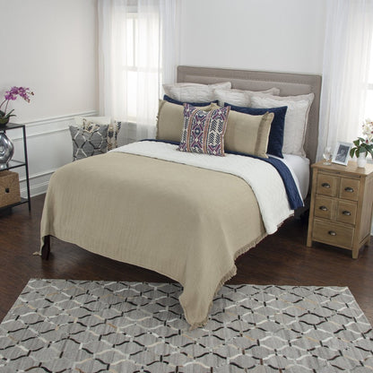 Natural Checkered King Quilt HomeRoots