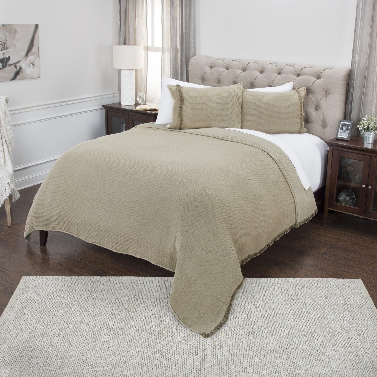 Natural Queen 100% Cotton 300 Thread Count Machine Washable Down Alternative Comforter - FurniFindUSA